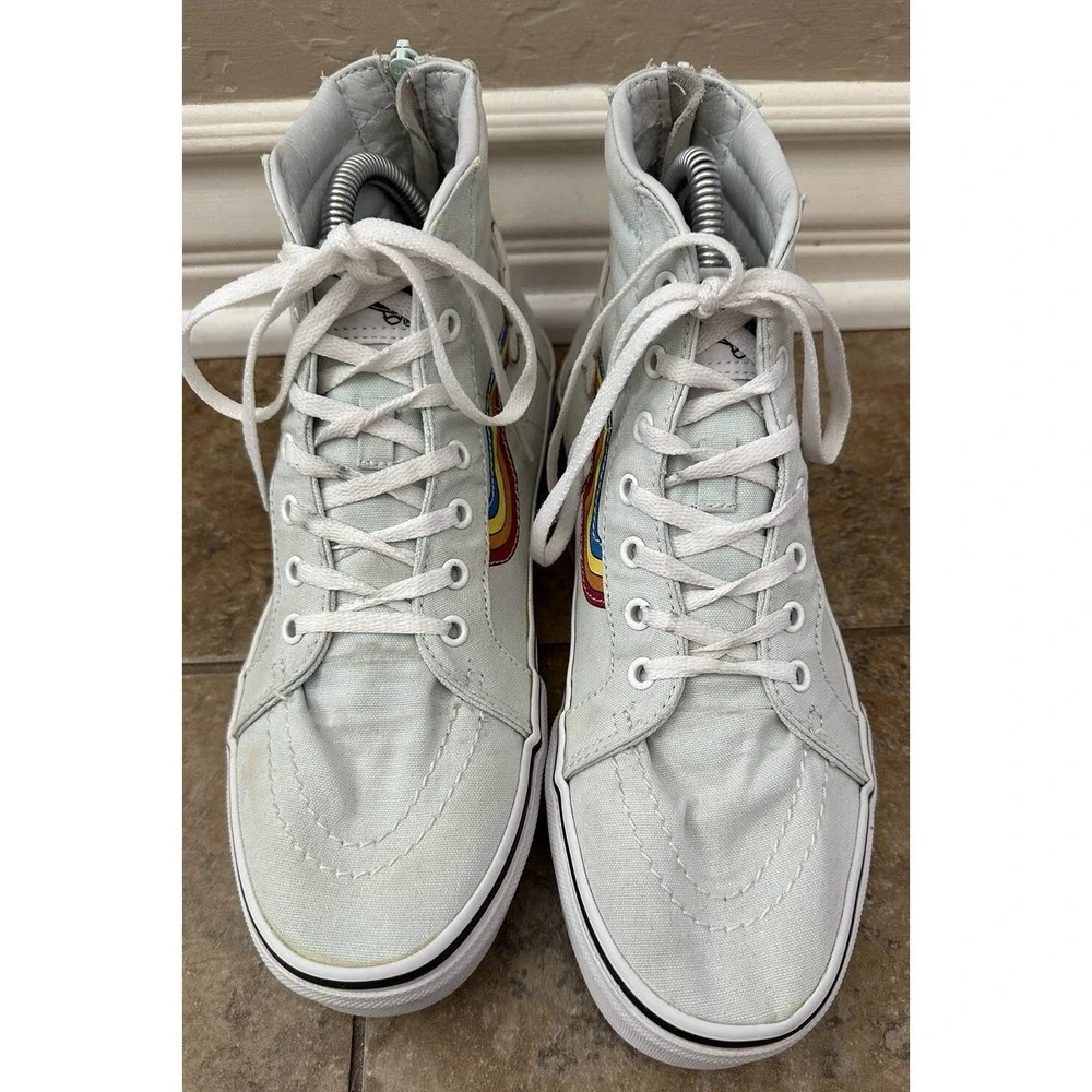 VANS KIDS LIGHT BLUE SK8-HI RAINBOW & CLOUD SNEAKERS BIG KIDS SIZE 7